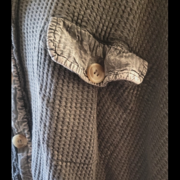 Free People FP ONE Scout Thermal Top Shirt Jacket Shacket CHARCOAL sz XL - Picture 9 of 16